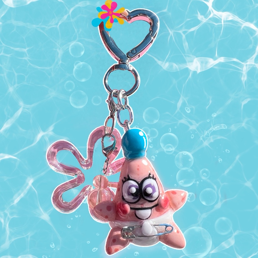 Handmade Polymer Clay Baby Patrick Star Keychain